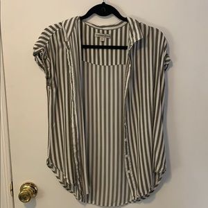 Green & white striped button down